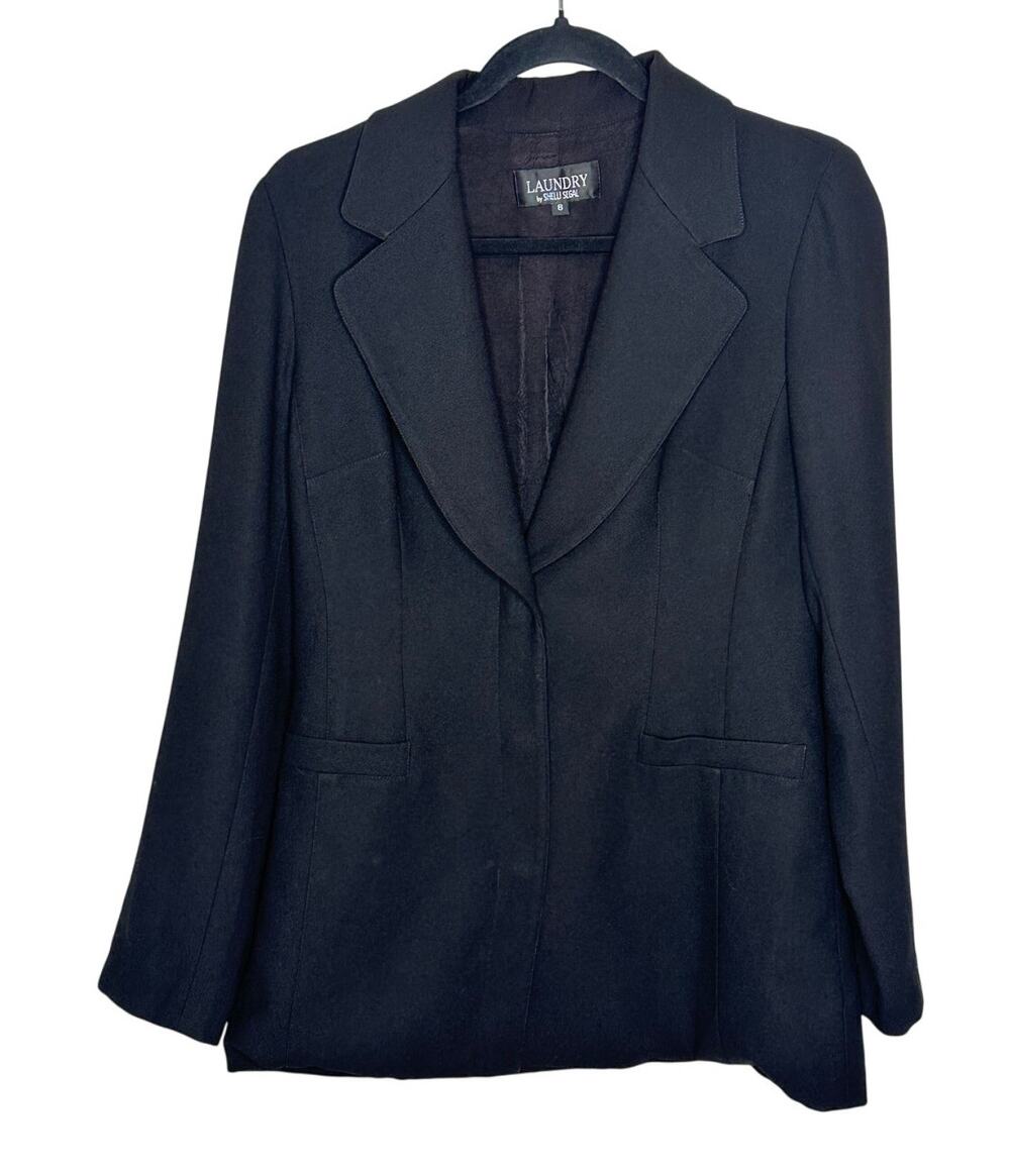Laundry by Shelli Segal Blazer Womens 8 Black Hidden Button Notch Lined Office